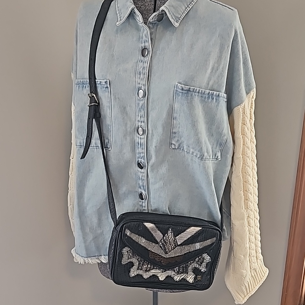 Vintage 80s Nas patchwork metallic embossed bag